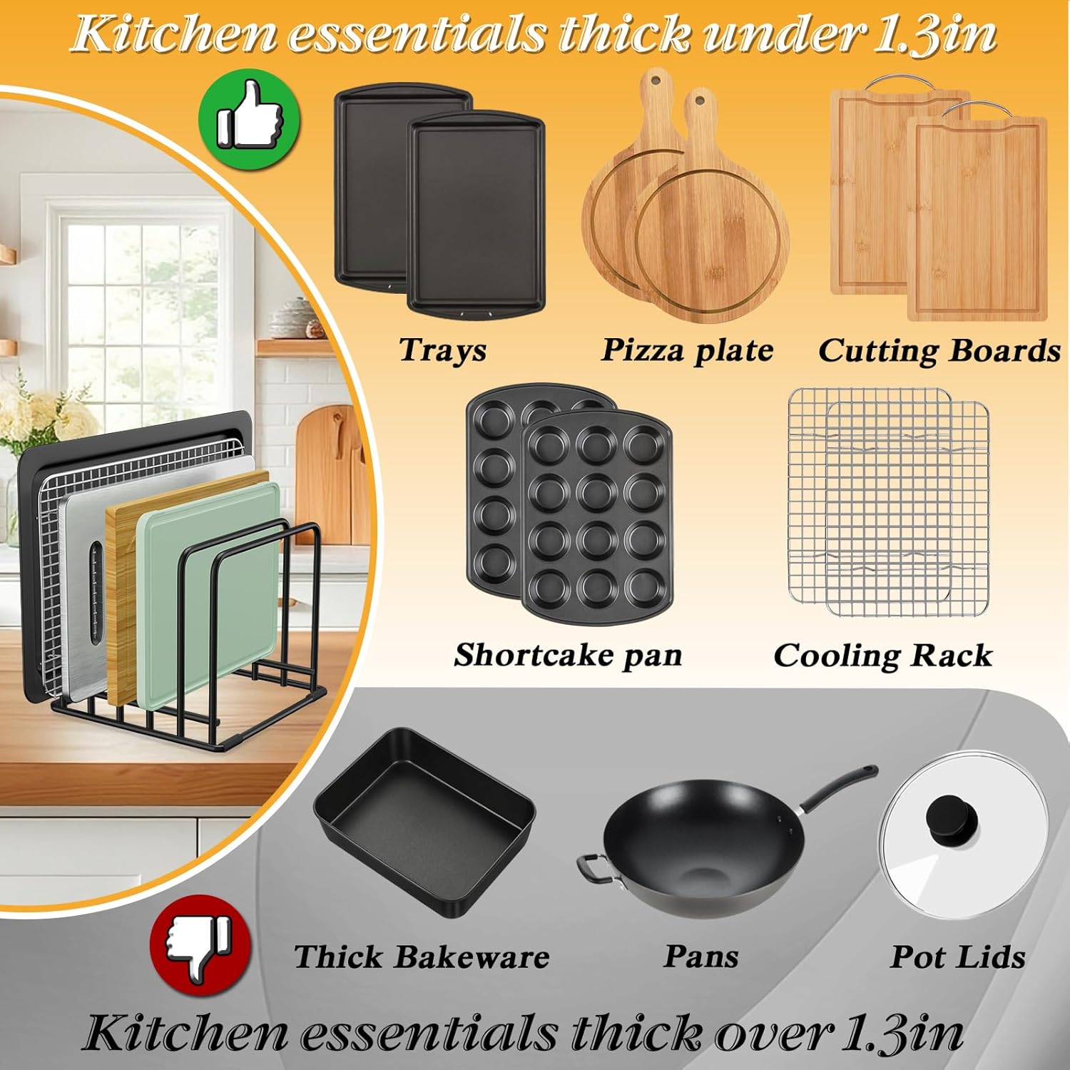 5-Tier Dish Rack & Cutting Board Organizer – 5-Tier Metal Rack for Cutting Boards, Bakeware, Trays – Space-Saving Kitchen Storage, Rust-Resistant Dish Organizer for Cabinets, Countertops & Pantry - Image 4