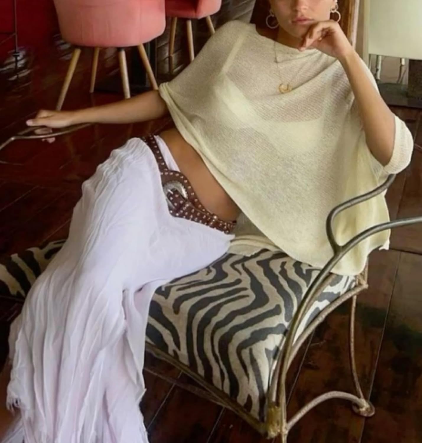 Women Batwing Sleeve Sweaters Boho Beach Crochet Knit Swimsuit Cover ups Semi Sheer Lightweight Knit Crop Tops