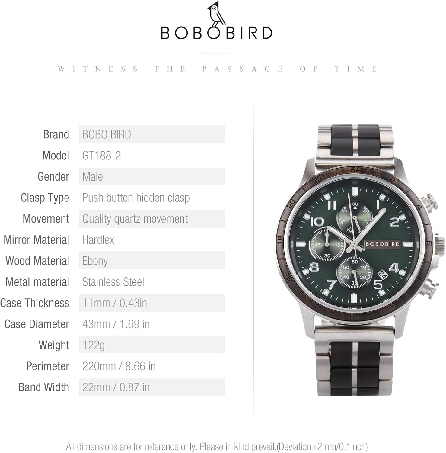 2win Men Personalized Engraved Wooden Watches for Husband Fashion Multifunction Birthday Anniversary Stainless Steel & Wood Watches