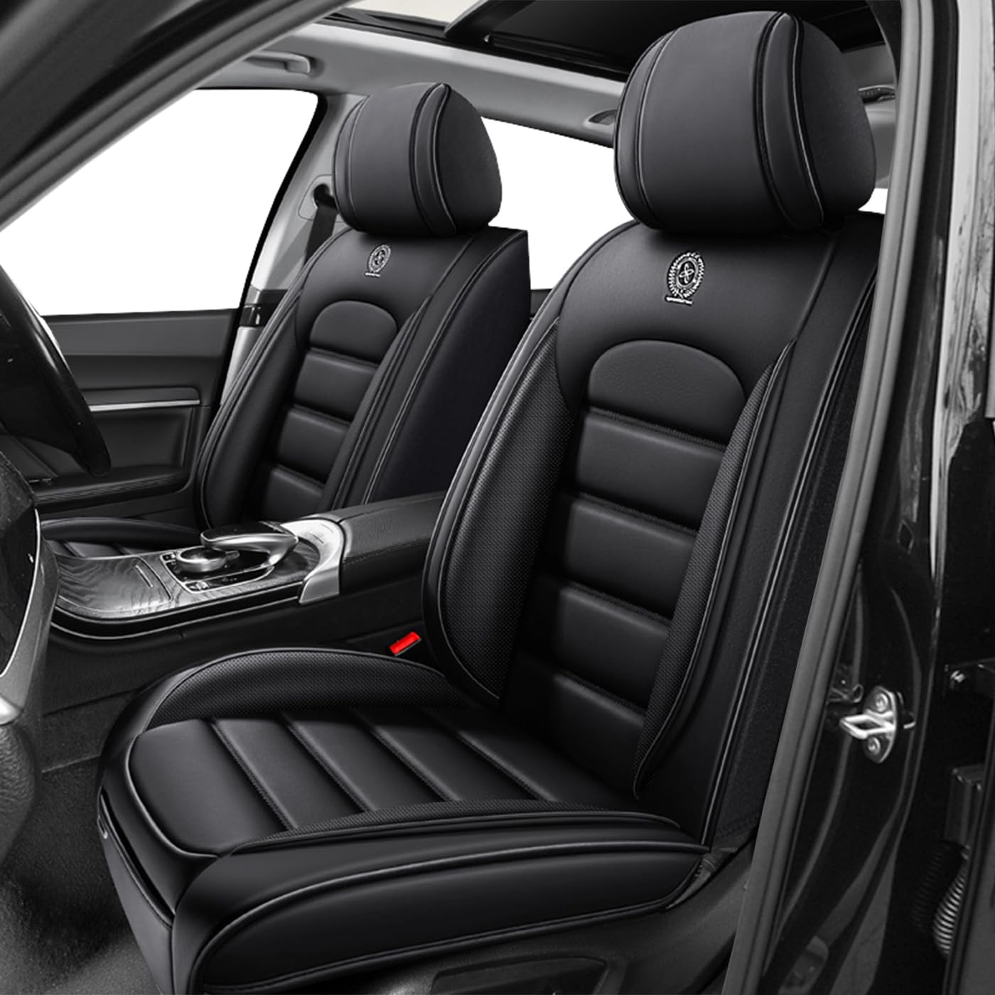 Car Seat Covers for X2,for BMW X2 2018-2025 2026,Waterproof Leather Seat Covers,Compatible Airbag,Front Set Comfort Car Seat Protectors for Most Cars(Black)