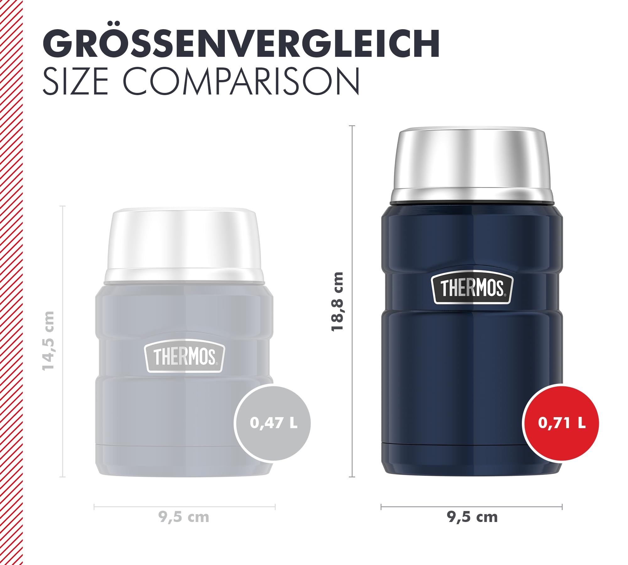 Thermos Stainless King Récipient alimentaire isotherme en acier inoxydable, bleu nuit, 0,71 Liter