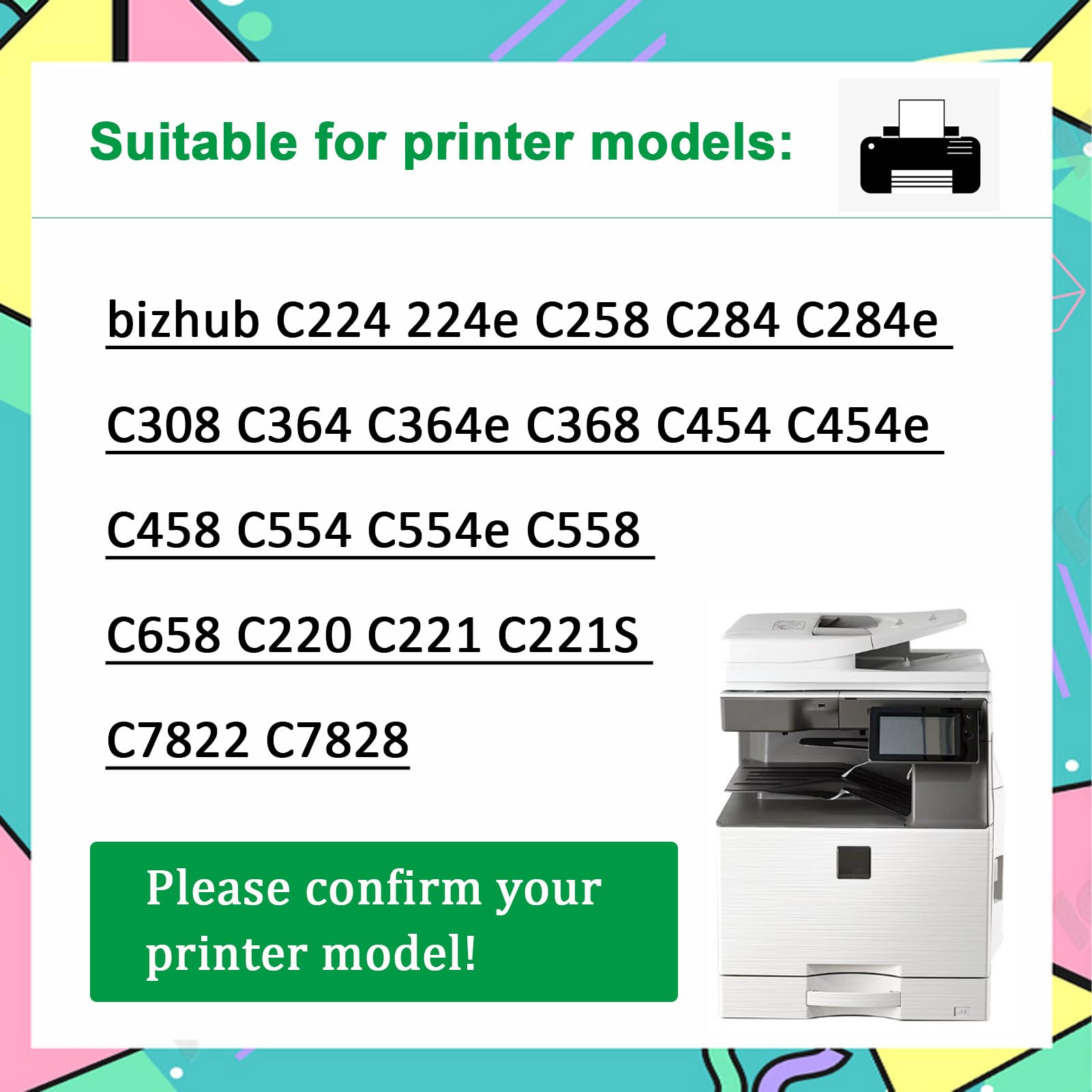 Compatible para Konica Minolta WX-103 Caja De Tóner Residual para Bizhub C224 224e C258 C284 C284e C308 C364 C364e C368 C454 C454e C458 C554 C554e C558 C658 C220 C221S 1-Pack