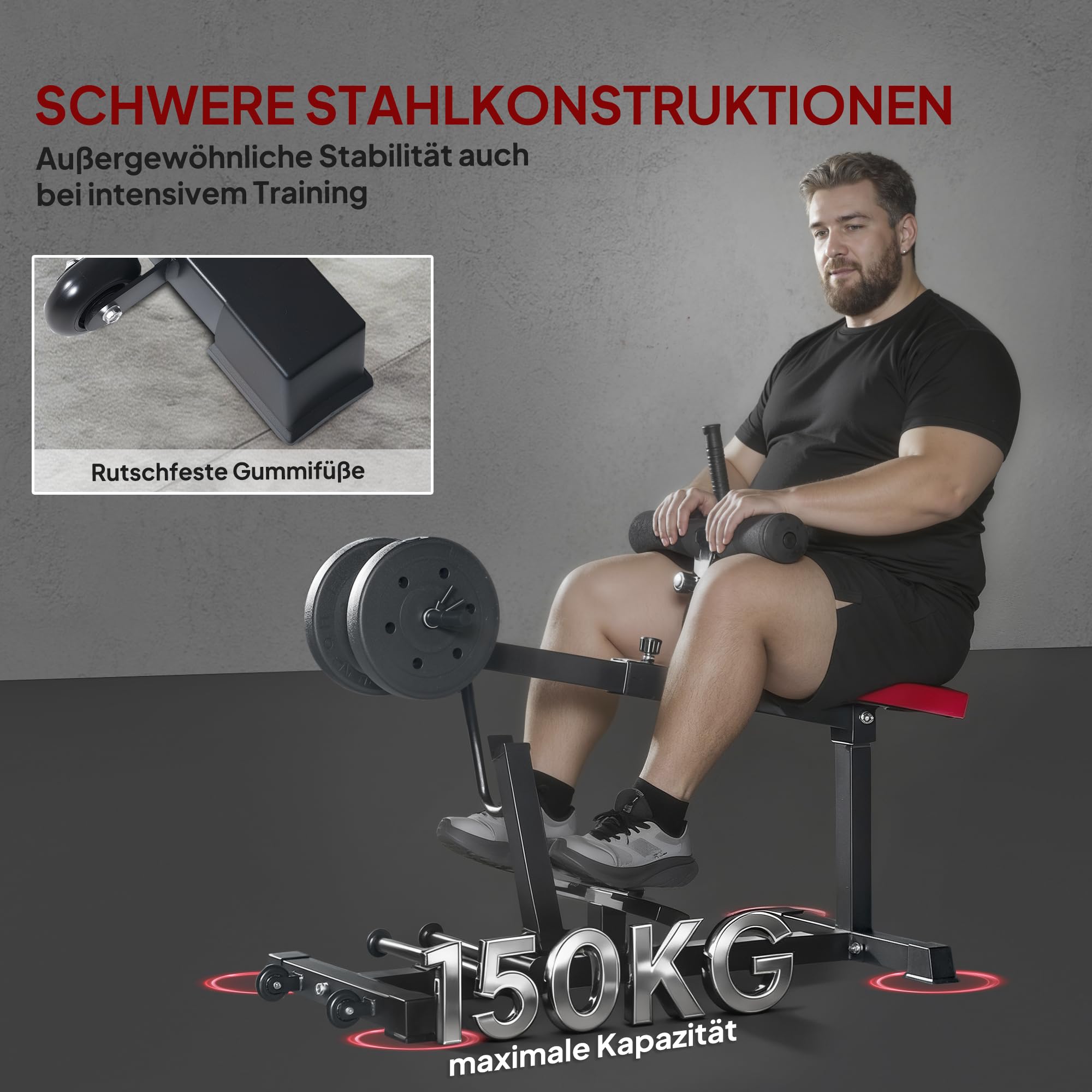 SPORTNOW Extensión de piernas, 2 en 1 ajustable, con pasadores de banda y ruedas, bicicleta estática para entrenamiento de piernas y muslos, dispositivo de fitness para el hogar y el gimnasio en casa