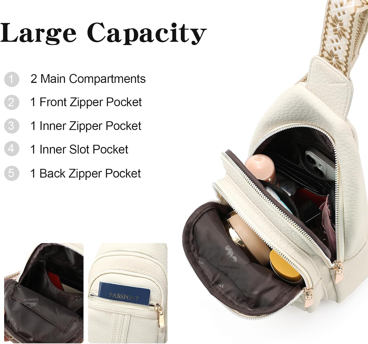 GAEKEAO Sling Bag for Women Crossbody Bags Fanny Pack Vegan Leather Chest Bag Travel Shoulder Belt Purse Backpack Gifts - Image 3