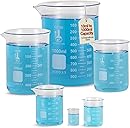 Karter Scientific, 3.3 Boro, Griffin Low Form, Glass Beaker Set - 6 Sizes - 10ml, 50ml, 100ml, 250ml, 500ml, 1000ml