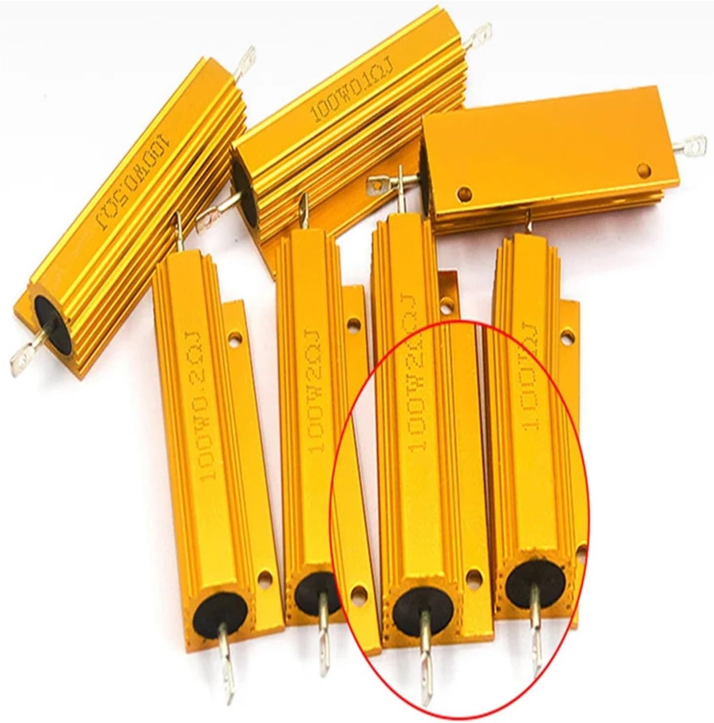 1PCS 100W RX24 Aluminum Power Metal Shell wirewound Resistor 0.01~100K 0.1 0.5 1 1.5 2 6 8 10 20 30 100 150 200 300 1K 10K ohm (Size : 0.05R)