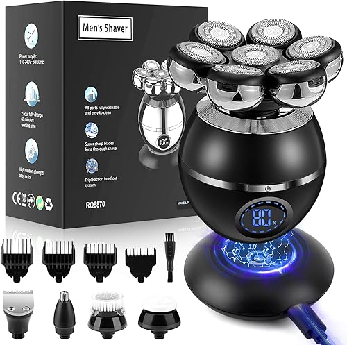 Miniatura 1 de Wjiang - Afeitadoras de cabeza para hombres calvos, afeitadora eléctrica 6 en 1 para hombre, afeitadora eléctrica en seco húmedo y seco,