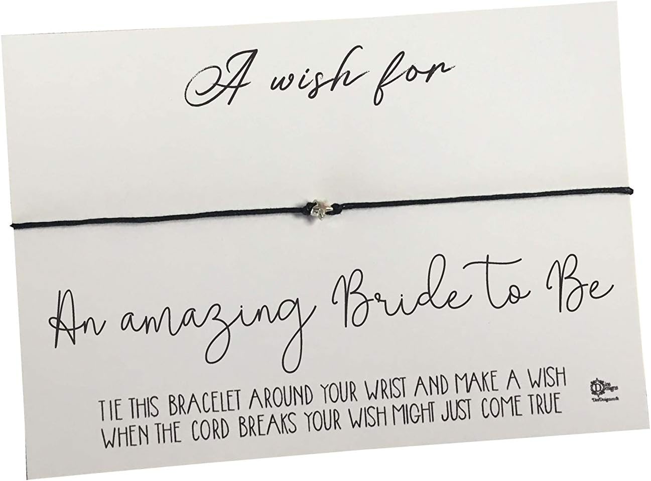Dios DesignsWish Bracelet - A Wish for Amazing Bride to Be - Choice of White Card, Kraft Card, Wood, Rose Gold Foil or Gold Foil DD1019