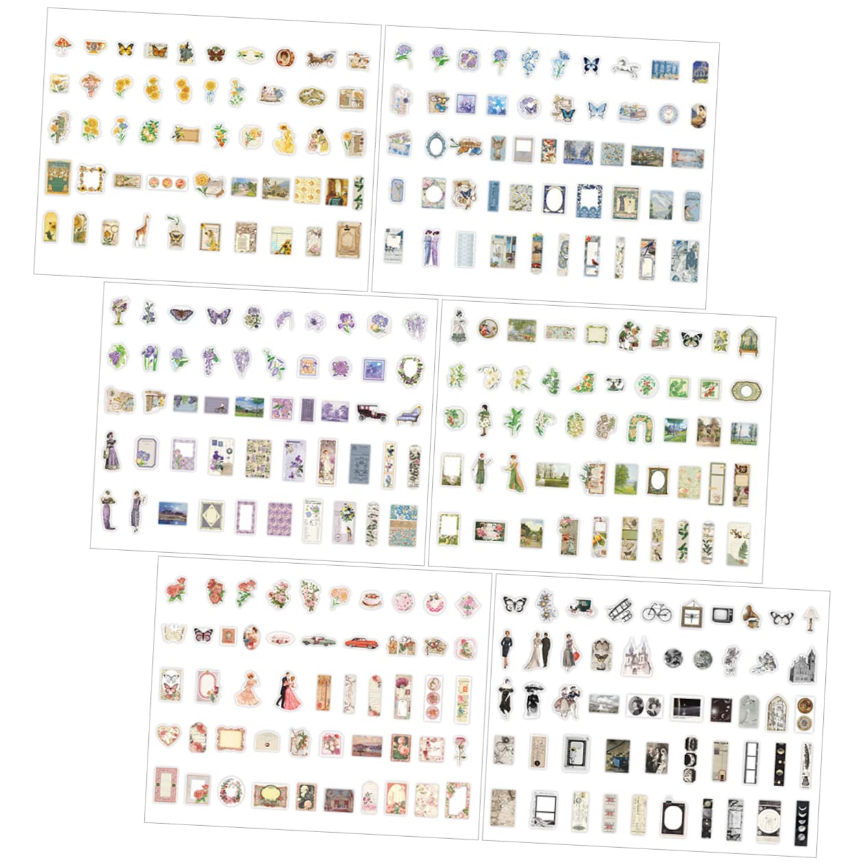 SEWACC 1200feuilles Autocollants Rétro Divers Pour Scrapbooking Stickers Décoratifs Papier Pour Artisanat Et Journal Créatif