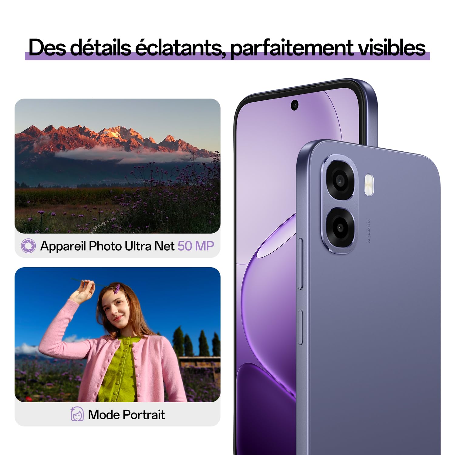OPPO A6x 5G Téléphone Portable Débloqué, 128 Go, 4 Go RAM, Noir Violet
