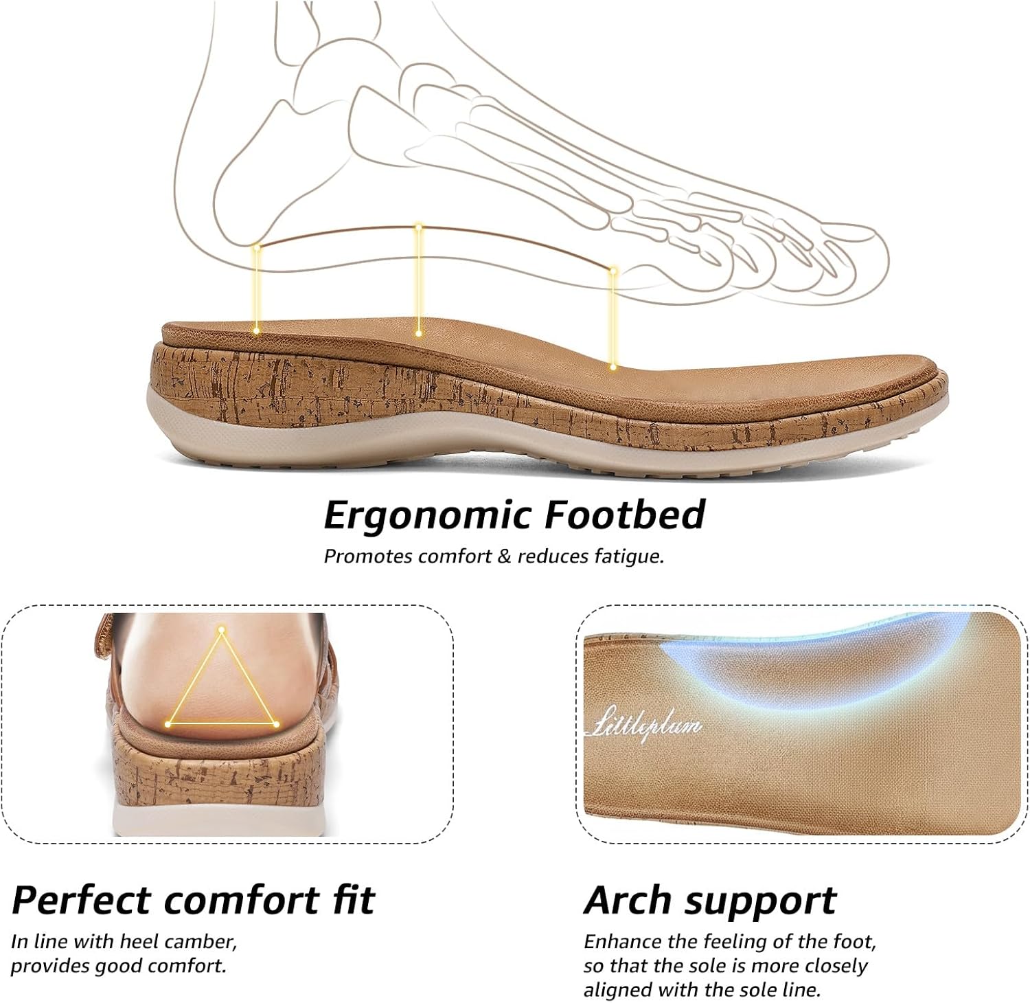 Women Sandals with Arch Support Open Toe Flat Sandals Walking Comfy Casual Adjustable Summer Sandal - Image 3