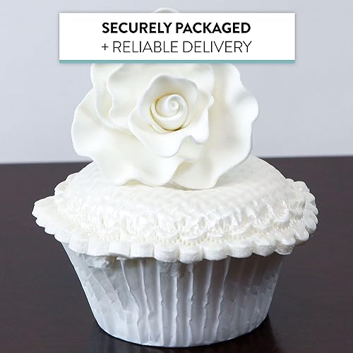 Miniatura 5 de Global Sugar Art Flor de pastel de azúcar blanca rosa australiana, 8 unidades por Chef Alan Tetreault