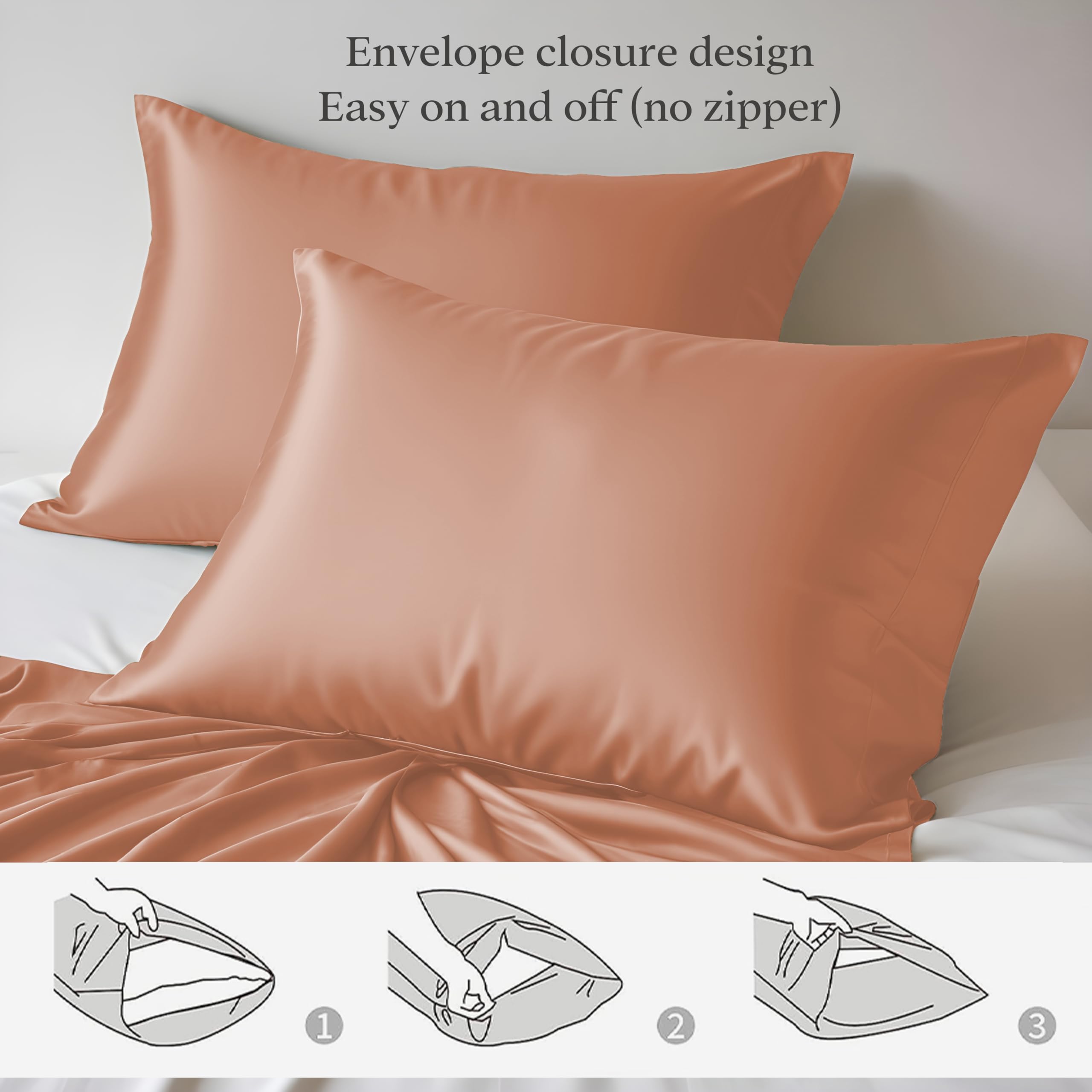 LINENWALAS 100% Organic Bamboo Pillow Cases 2 Pack - Image 2
