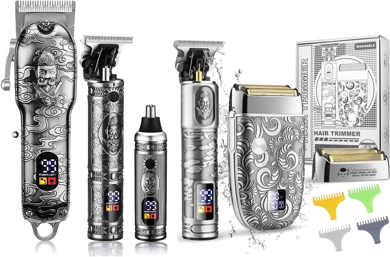 Cortadora de pelo para hombres, recortadora de barba y nariz, cortadora de pelo profesional inalámbrica para corte de cabello, kit de aseo