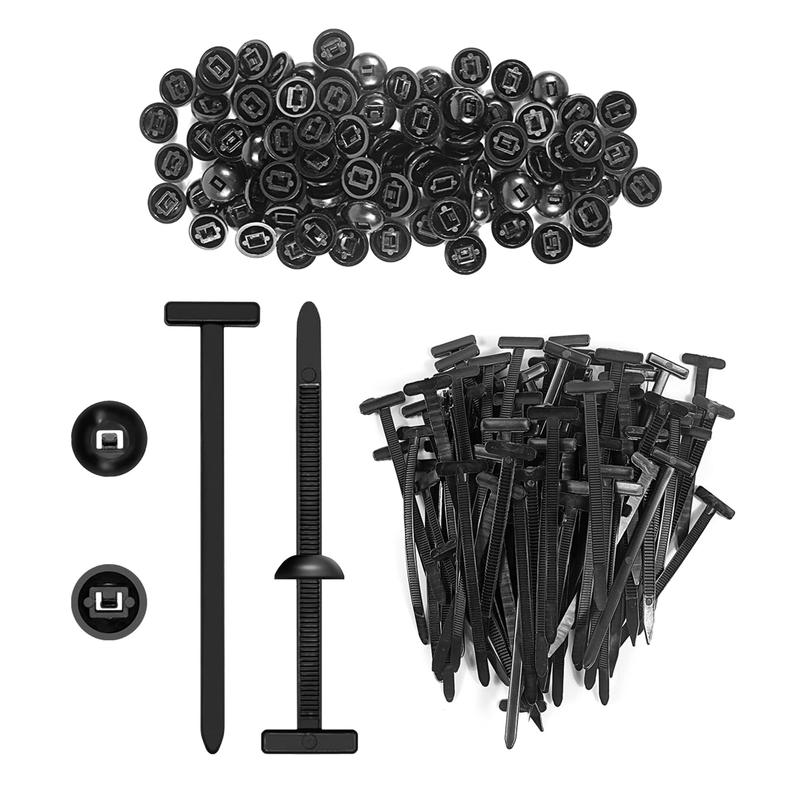 Redamancy 100 Pcs Nylon Universal Cable Tie Buckle, Heavy Duty Self Locking Nylon Zip Ties Holder