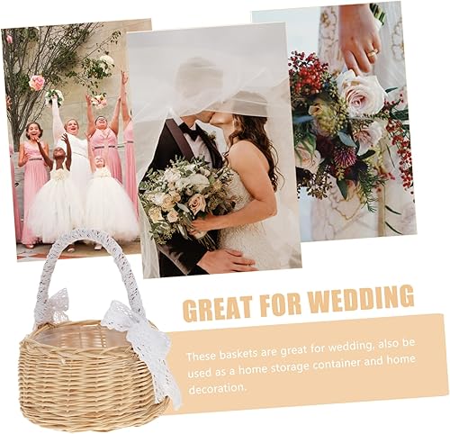 Miniatura 4 de Cabilock Cesta tejida a mano creativa para arreglos florales, cesta decorativa de ratán caqui para bodas, accesorios de fotografía y decoración del