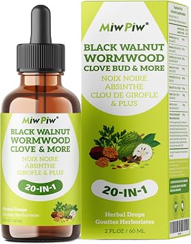 Wormwood Black Walnut Clove - Digestive Support & Gut Balance Drops for Humans, Sugar Free, Natural Flavor