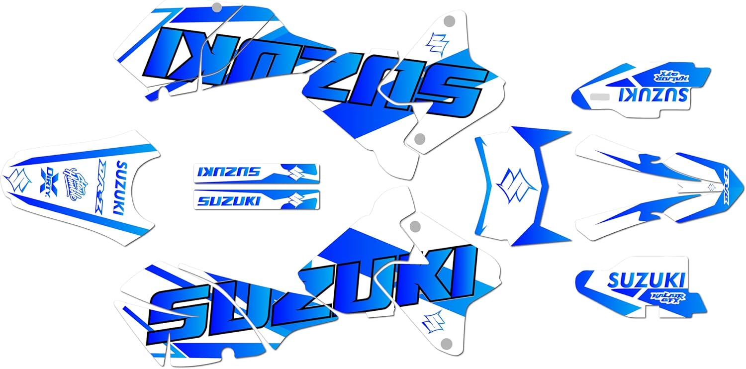 Graphics Kit for Suzuki DRZ400 (2000-2024) Flow Series Blue-Shift 9 Mil - Easy Go - Dirt Pit Bike Motorcycle Stickers, Dirtbike Racing Automotive Decal Motocross Accessories no-Plastics