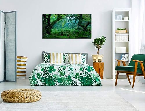 Miniatura 5 de Lienzo de bosque verde para pared, decoración de sala de estar, árboles grandes, imagen de naturaleza, lienzo moderno y grande, arte de madera