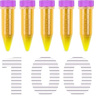 Conical Centrifuge Tubes 5ml with Screw Caps, Polypropylene Centrifuge Tubes with Graduated and Write-on Spot, Non-Pyrogenic, DNase/RNase Free, 100Pcs