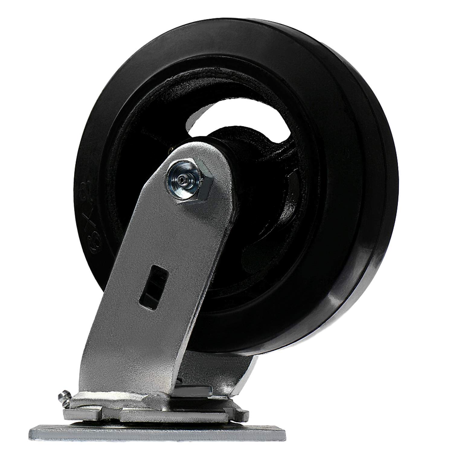 SY America 6" 4 Pack Plate Caster, Heavy Duty Rubber Mold on Steel Wheel Caster w/Top Plate Caster Extra Width 2 inches 2400 lbs Total Capacity (6 inches Pack of 4, 2 Swivel & 2 Rigid)