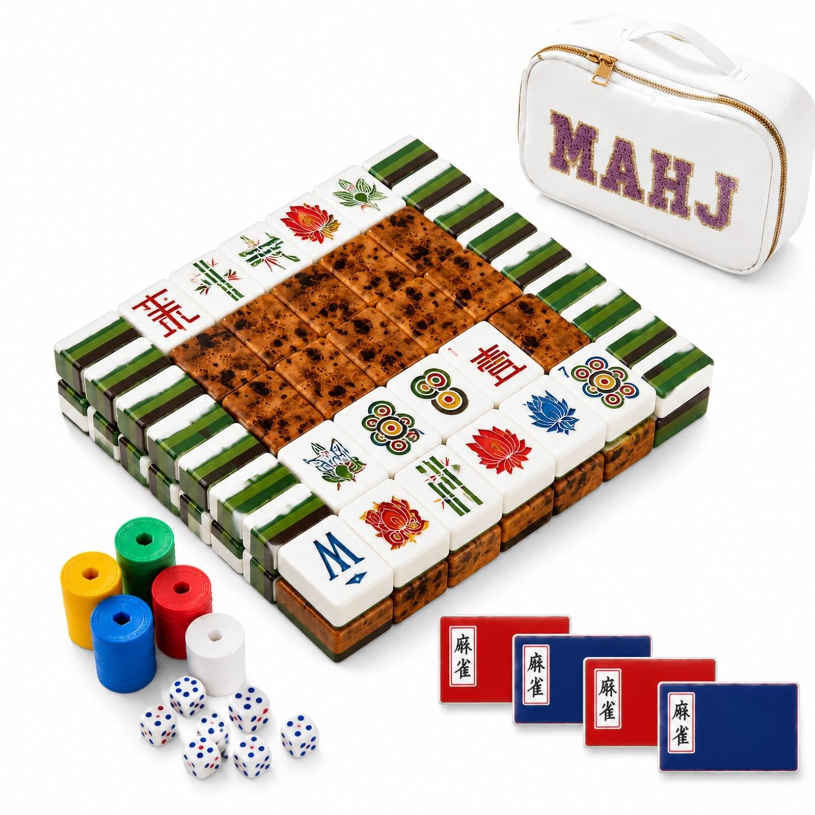 Set di Mahjong a 4 strati, composto da 160 tessere acriliche e tessere