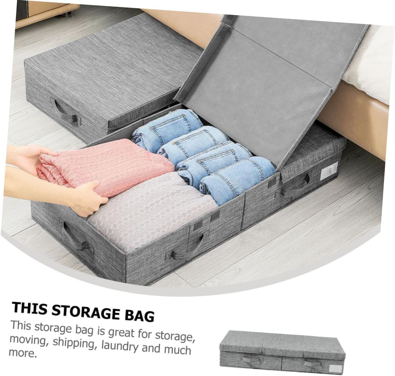 Multi-purpose under Bed Storage Box Clothes Organizer with Handles for Bedding Toys and Seasonal Items Space-saving for Home Organization