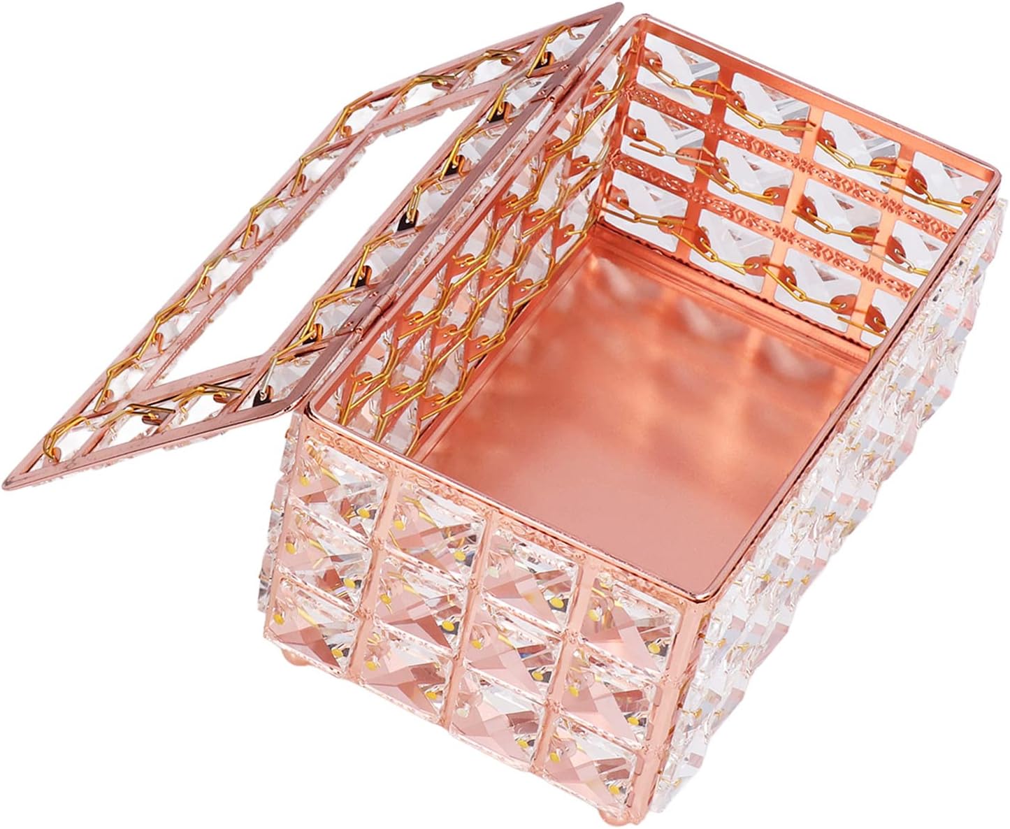 Tissue Box Cover, Rectangle Tissue Box Holder Crystal Tissue Box Holder Decorative Tissue Box Holder Bling Tissue Box Cover (Rose Gold)
