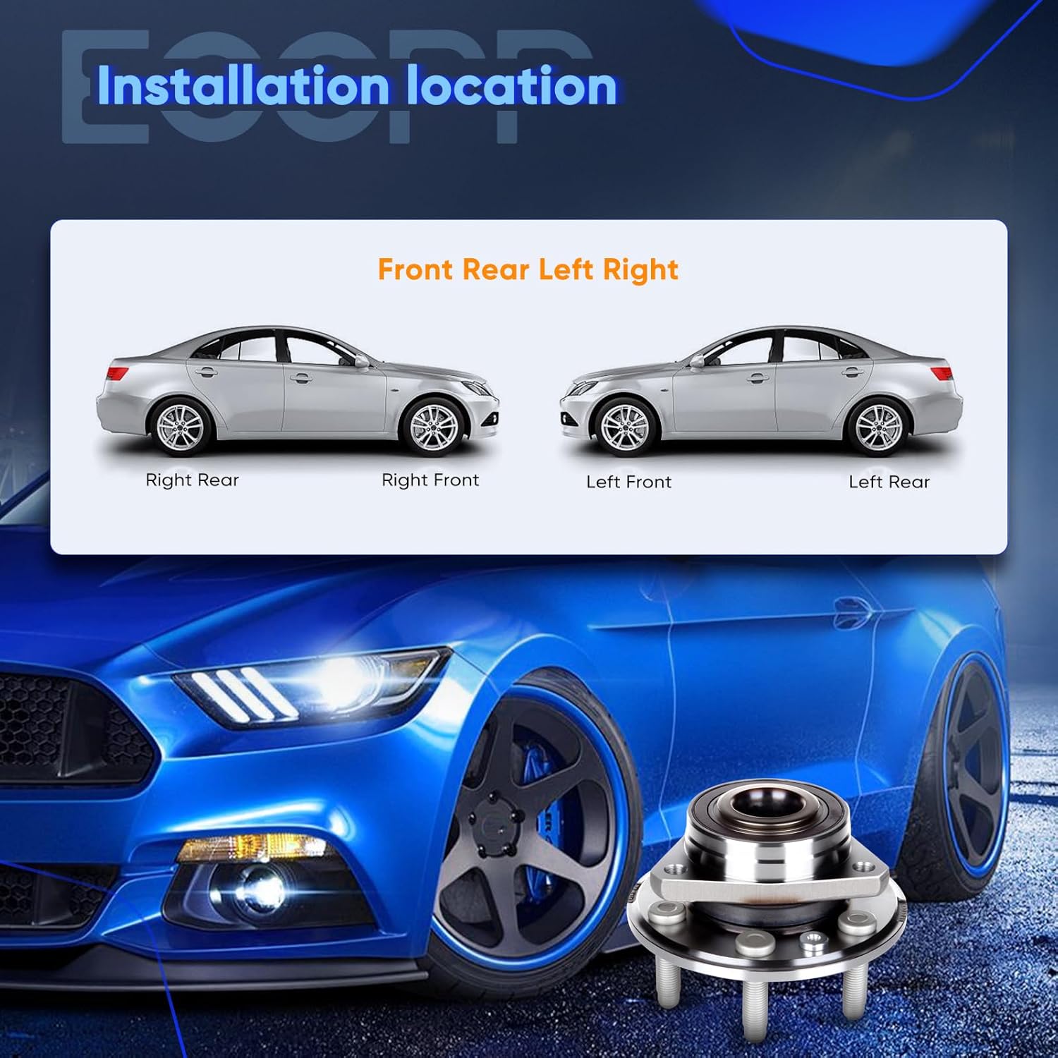 ECCPP Wheel Hub and Bearing Assembly Front and Rear All fit 513289 for Cadillac SRX 2010-2016, for Saab 9-4X 2011 6 Lugs Wheel Bearing Hubs 2pcs