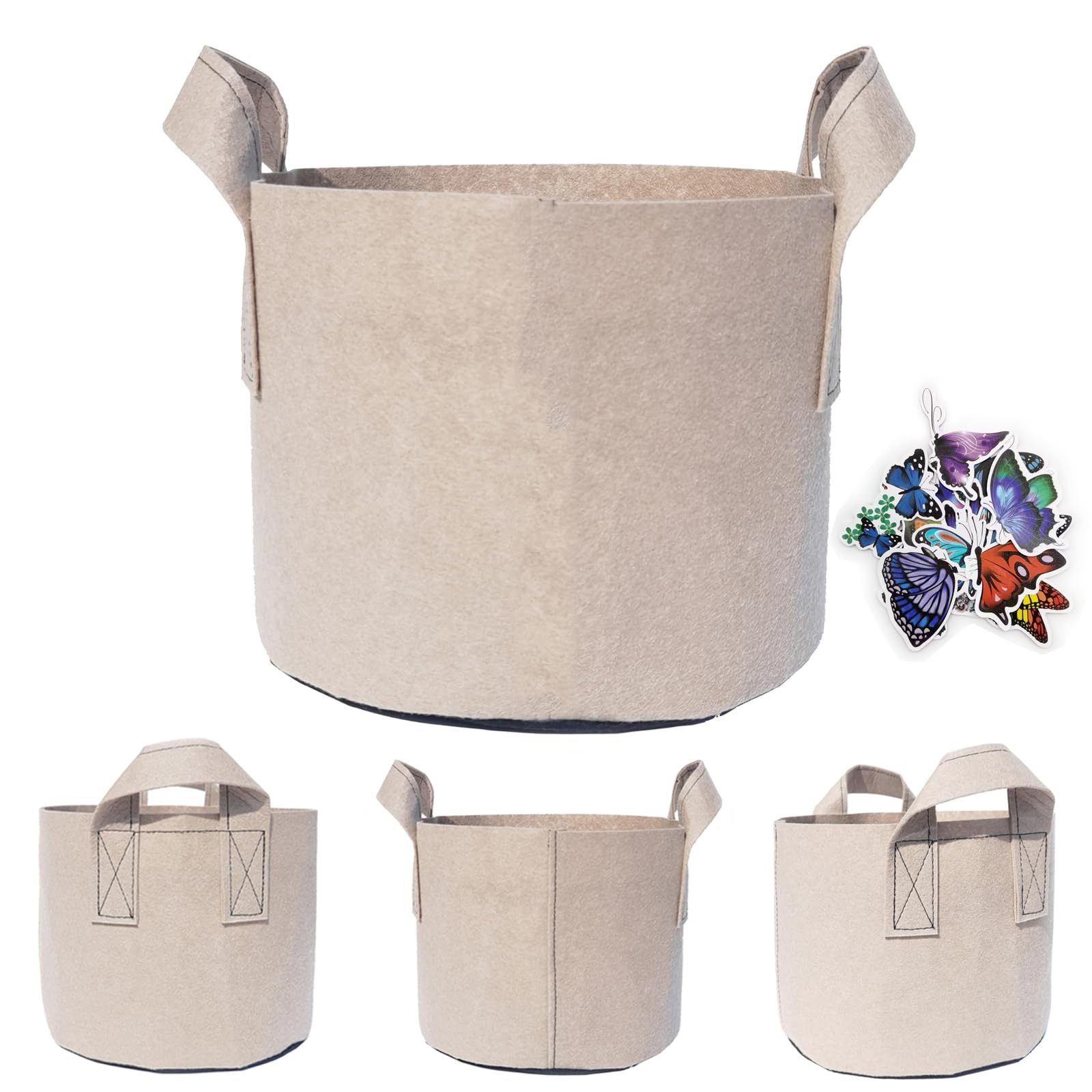 3 Gallon Grow Bags, 4 Pack Aeration Plant Fabric Pots for Vegatables Flowers Garden Beige