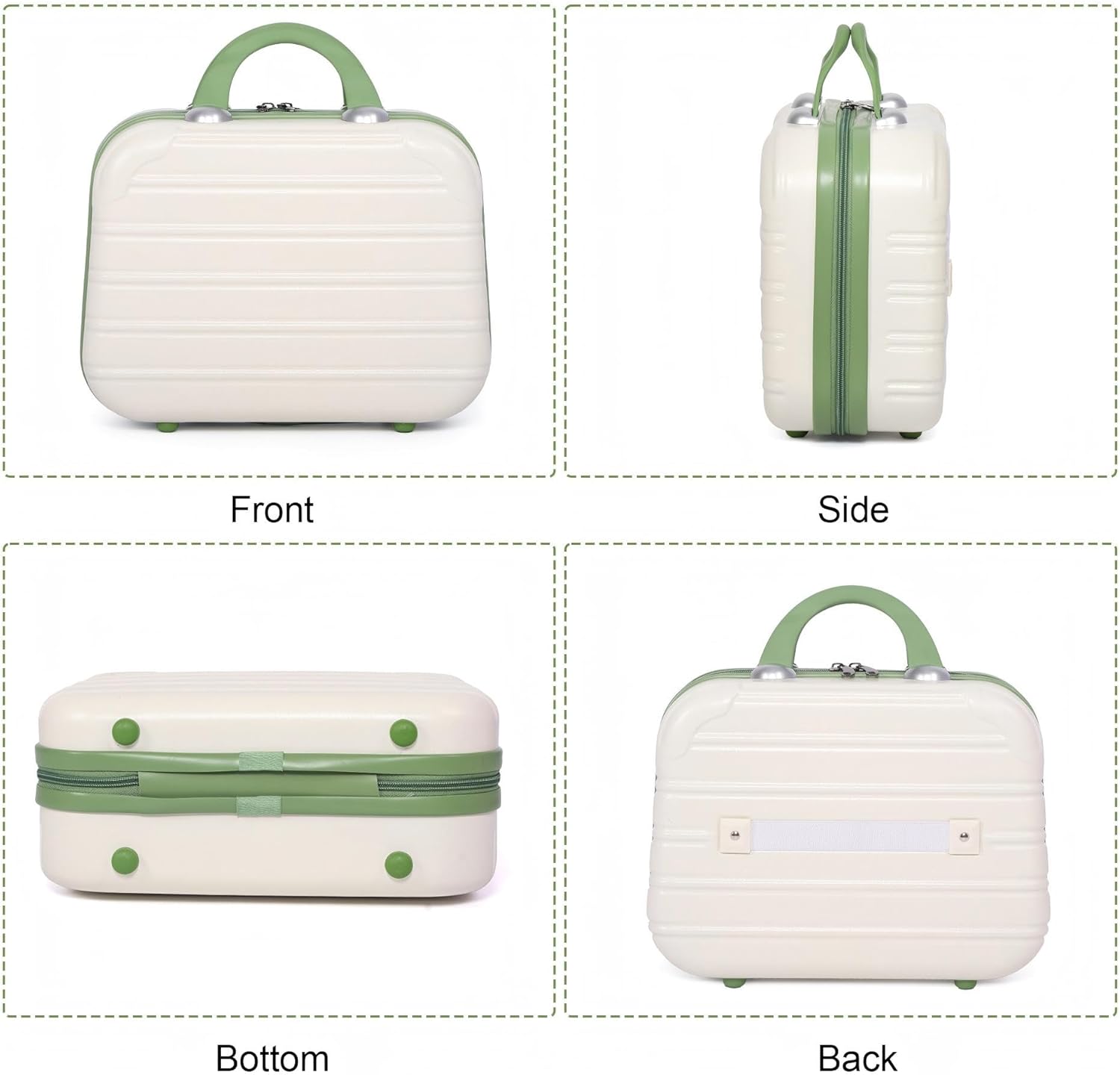 14 Inch Hard Makeup Train Case PC ABS Portable Cosmetic Travel Case Mini Suitcase Organizer for Make up Toiletries Toys Clothes Storage with Handle Elastic Strap