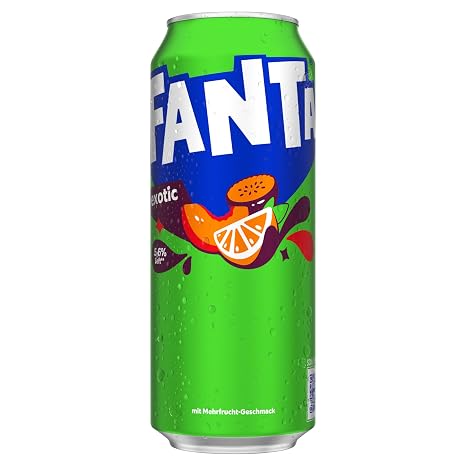 Fanta Exotic - with intense taste of a mixture of tropical fruits - sparkling refreshing soft drink in disposable cans (24 x 330 ml)