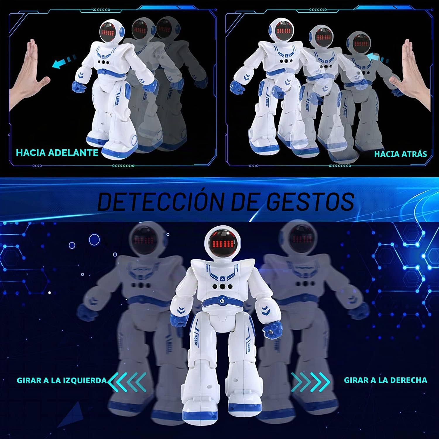 Robot Juguete Robote para niños 4 5 6 7 8 9 años Juguetes Robótica Educativa Robot infantil Inteligente e Interactivo Programación Gestos Control Multifuncionales Luz y Sonido Juguete Ideal para Niños