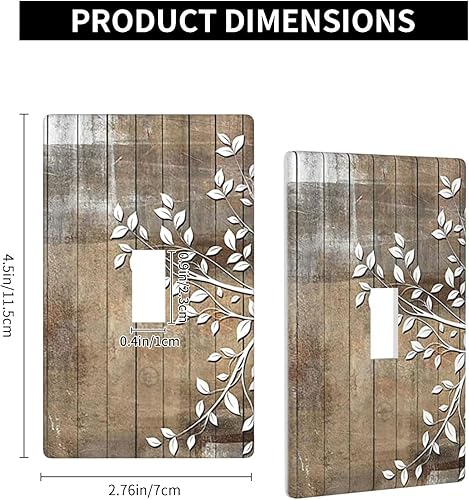 Miniatura 3 de Placa frontal de pared con silueta de árbol de madera rústica, interruptor de luz de palanca individual, placa frontal de 1 banda, adecuados para