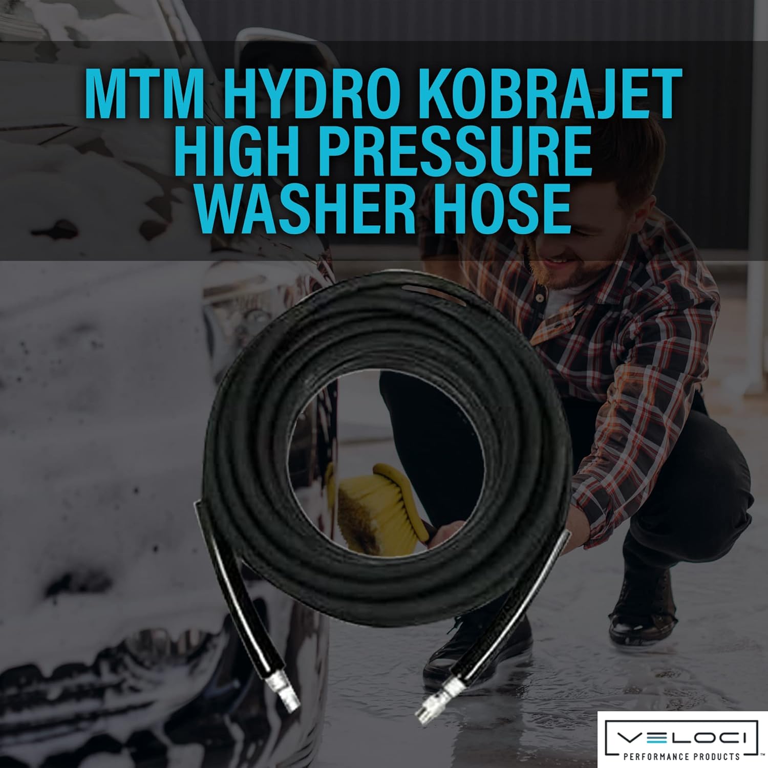 MTM Hydro Kobrajet High Pressure Washer Hose 3/8” 4000 PSI 50’ for Car Wash and Detailing, Pressure Washer Accessories, Black Commercial Grade