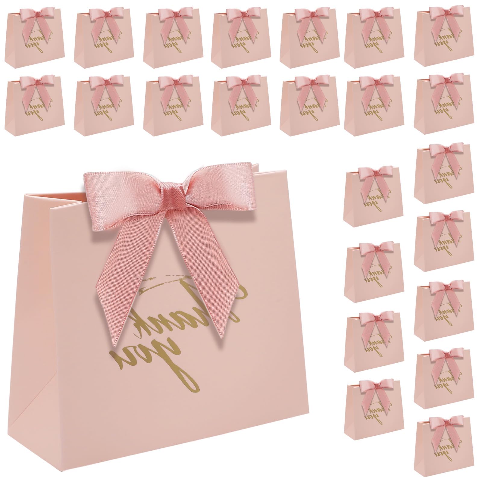 6 Sacchetti Regalo INHEMING Con Fiocco E Maniglia, In Carta Kraft Rosa, Grandi Capacità, Personalizzabili, Perfetti Per Compleanni, Matrimoni, Feste E Bomboniere