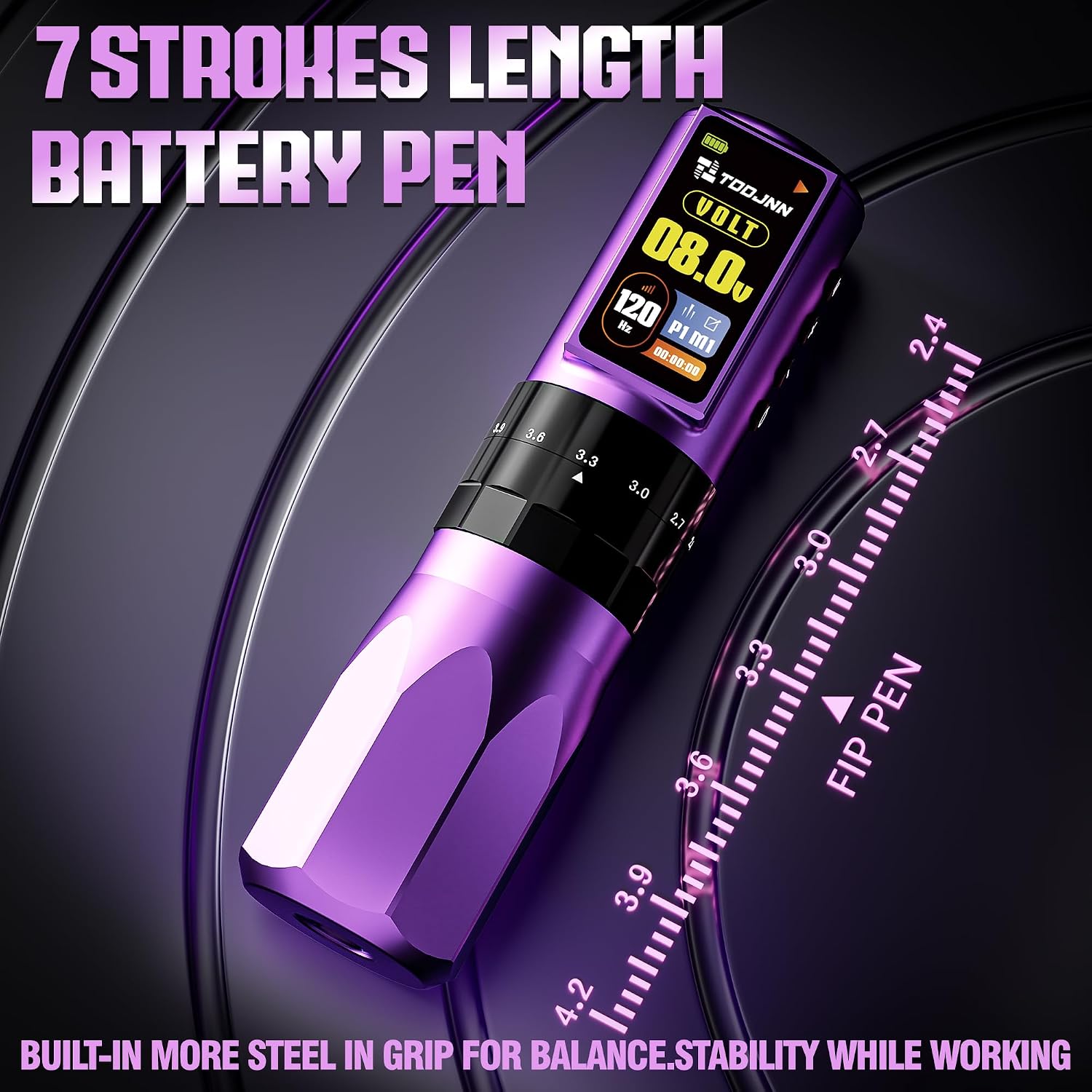 Wireless Tattoo Kit for Beginners - Complete Rotary Tattoo Pen with 1.47” OLED Display, 2400mAh Battery, Adjustable Stroke and All Supplies