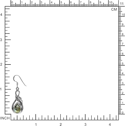 Miniatura 2 de Silvershake Genuine or Created Cabochon Stones Inlay 925 Sterling Silver Leaf Drop Dangle Hook Earrings Jewelry for Women