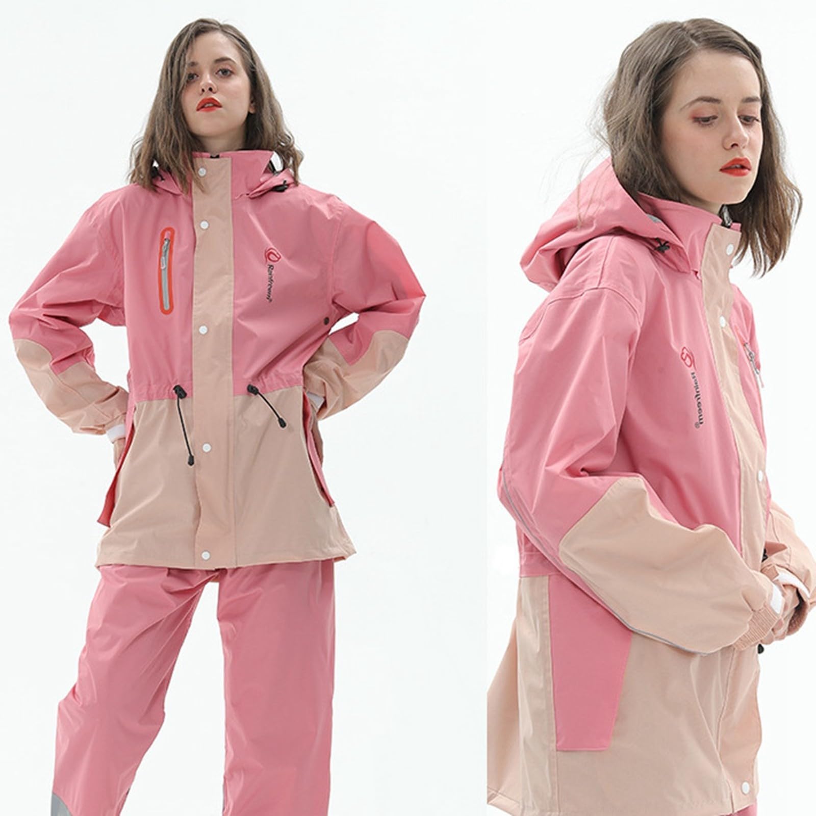 Tuta antipioggia da uomo e donna, riflettente, a due pezzi, a maniche lunghe, con cappuccio e pantaloni a vita alta, tuta da moto, 2 pezzi, pieghevole
