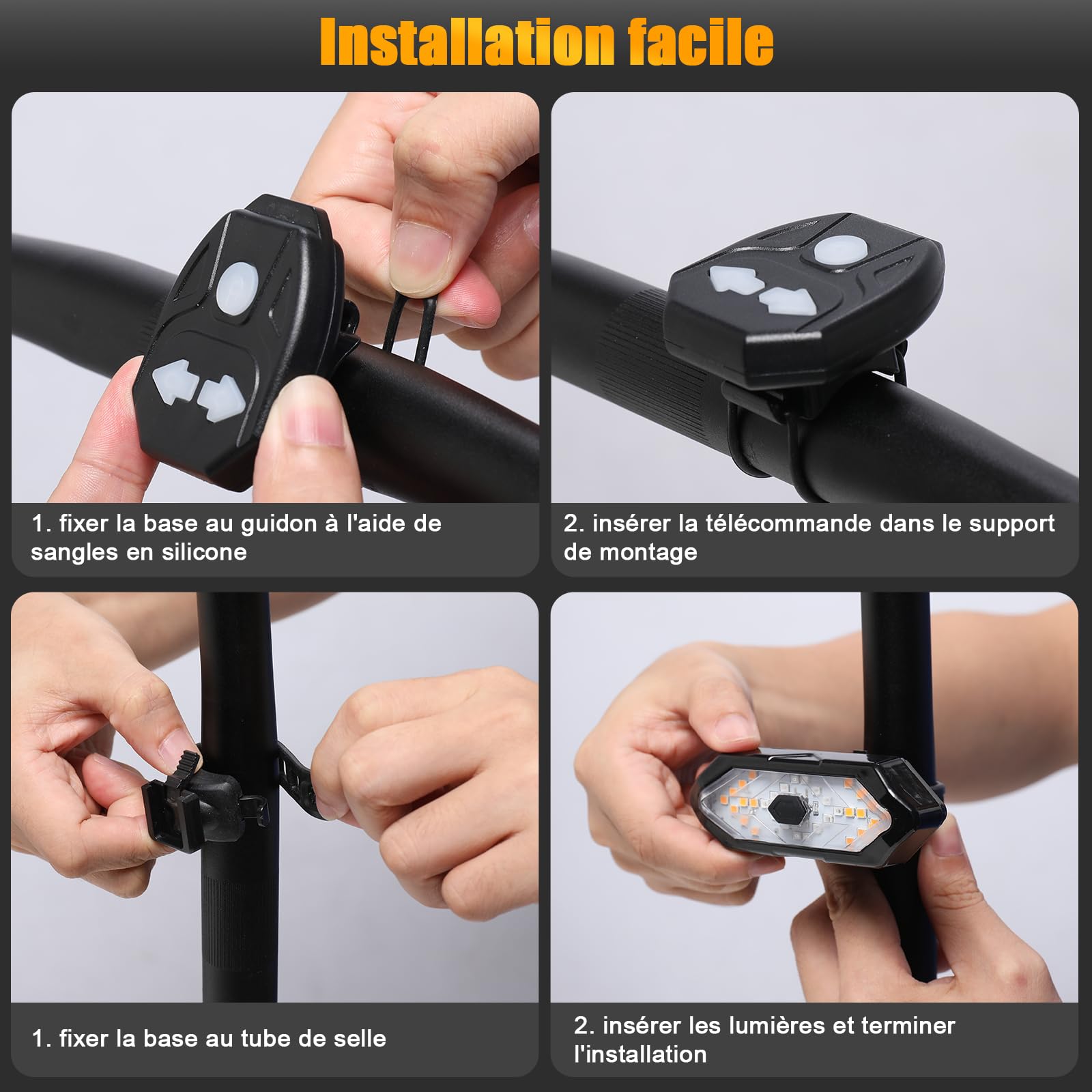EBUYFIRE Feu Arrière Vélo avec Clignotants et Télécommande - 5 Modes LED, IPX4 Étanche, USB Rechargeable, Klaxon Intégré, Montage Universel