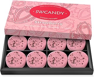 Shower Steamers Aromatherapy Birthday Gifts for Women - SWCANDY 8 Pcs Stocking Stuffers Gifts for Adults Mom Men Teen Self Care with Natural Essential Oils Relaxation Home SPA Christmas Strawberry