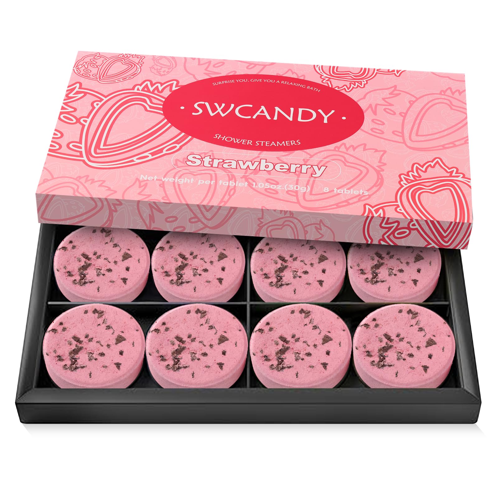 SWCANDY Strawberry Shower Steamers 8 Pack, Home Spa Self Care