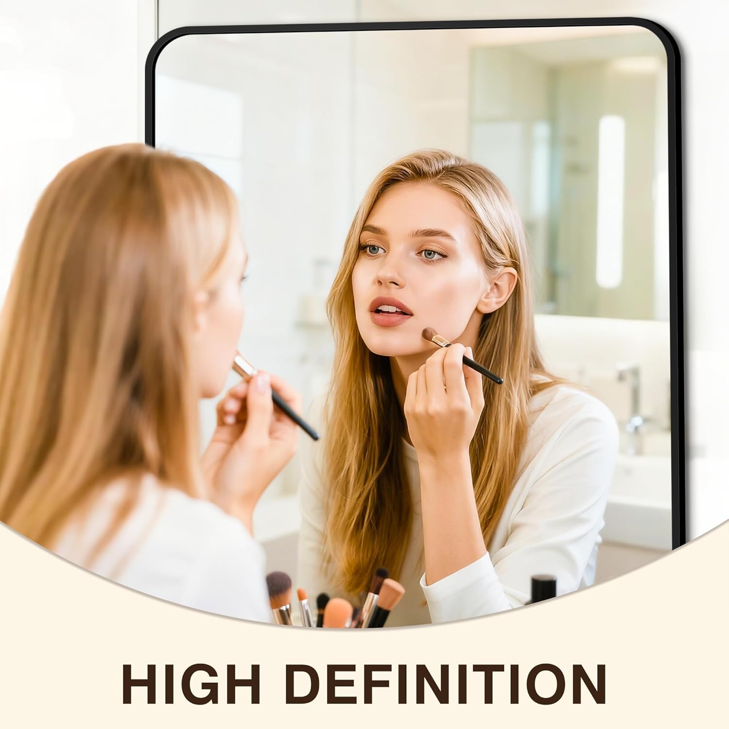 Bathroom Vanity Mirror for Wall, 2-Pack 36"x24" Wall Mounted Bathroom Mirror for Over Sink with Sturdy Metal Frame, Vertical or Horizontal, Living Room, Bedroom, Entryway(Black) - Image 5