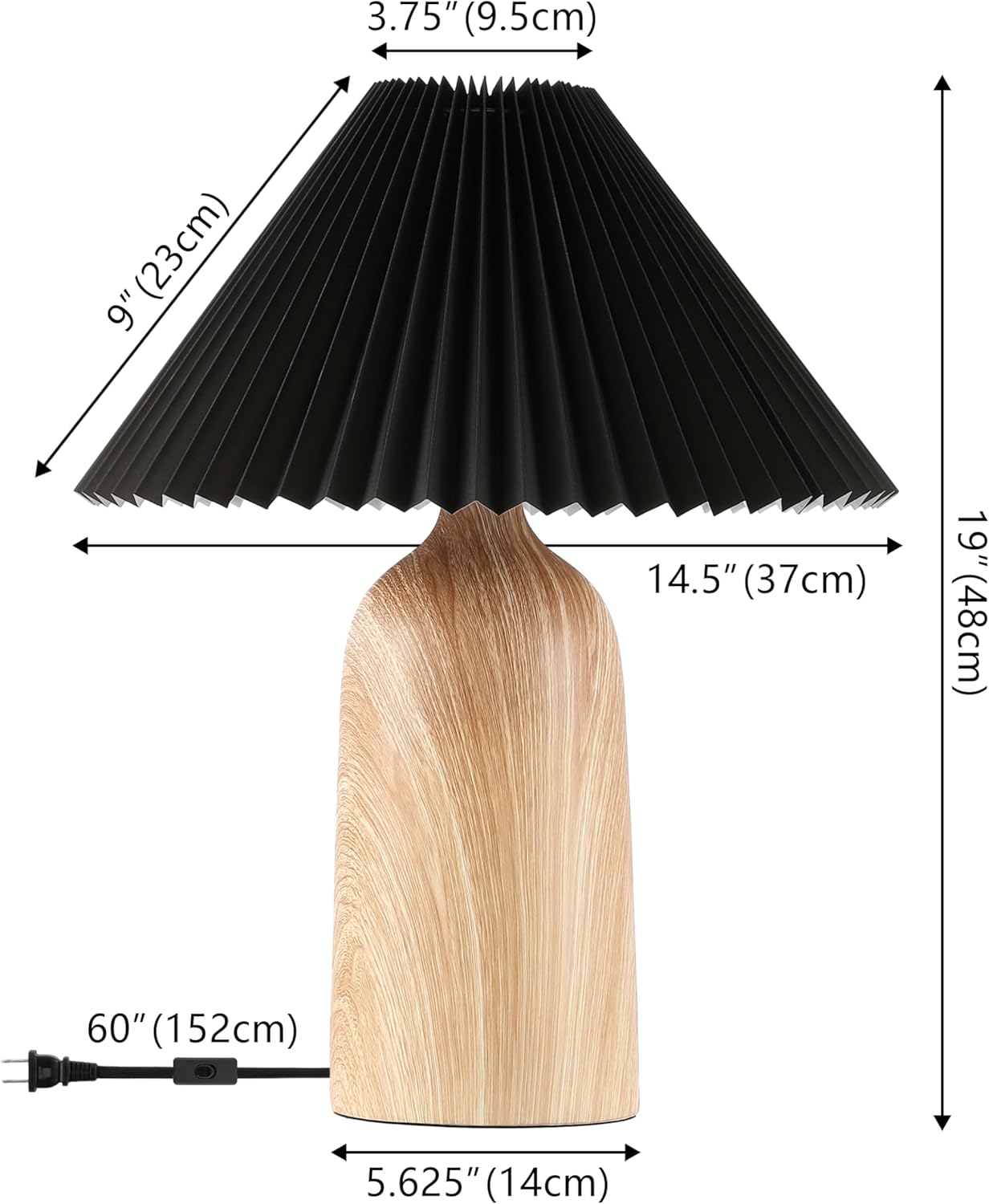 SAFAVIEH Lighting Collection Fabi Wood Resin/Black 19-inch Table Lamp (LED Bulb Included)