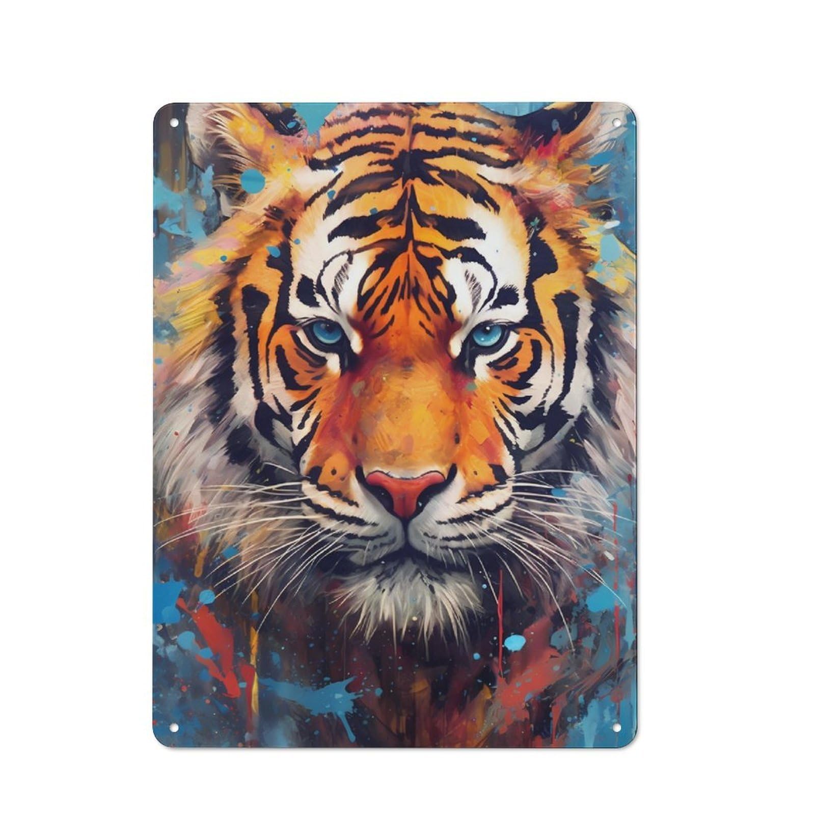 Junmoney Tiger Animals For Garden Room Or Summerhouse, Rustic Tin Sign 40X30cm, Wall Decor For Garden Rooms And Summerhouses