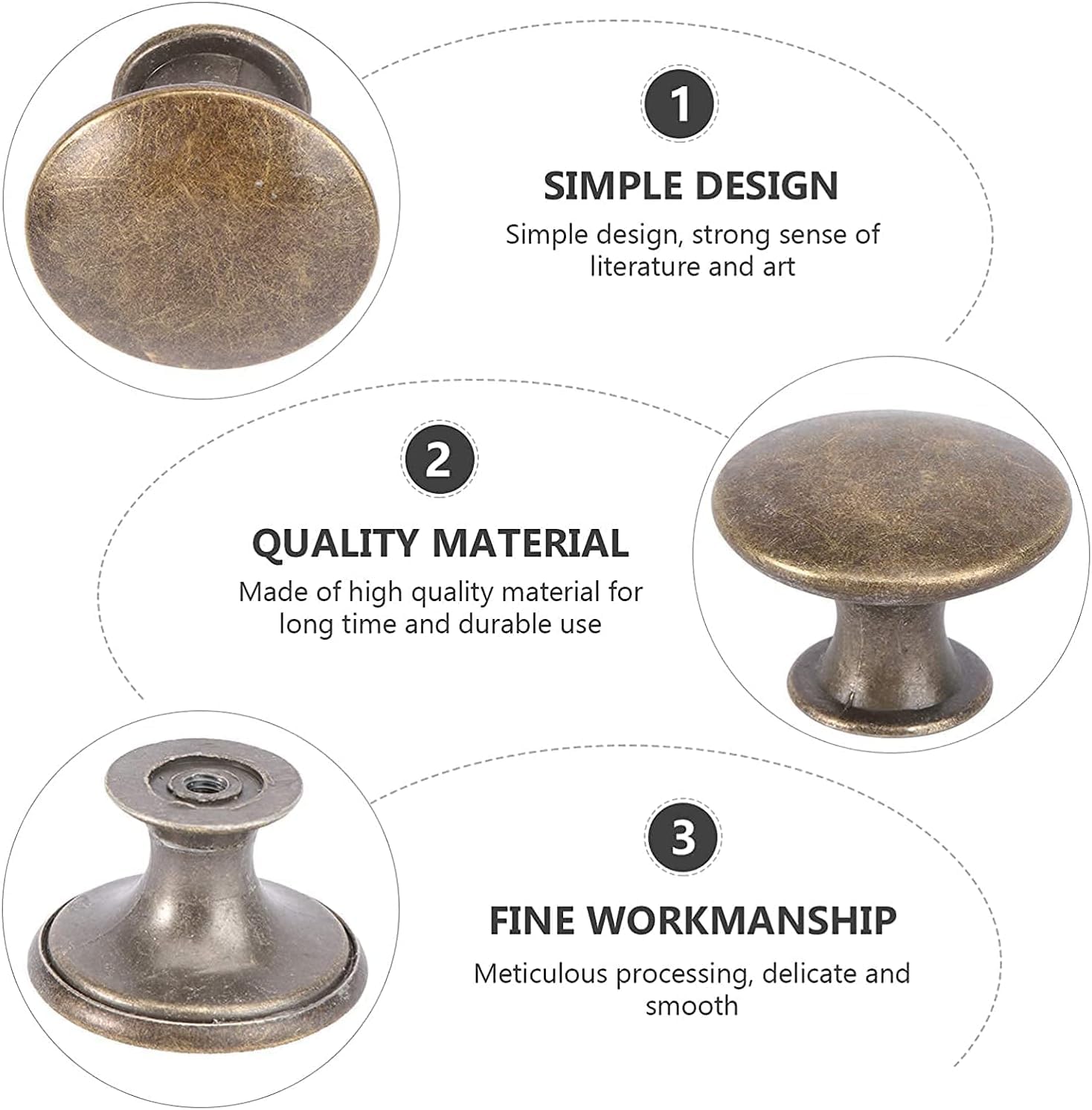Retro Pull Handles,Round Knobs 8 Pieces Furniture Knobs 24mm Antique Knob Vintage Cabinet Knobs Vintage Dresser Knobs with Screws (Bronze) (Color : Bronze 1)