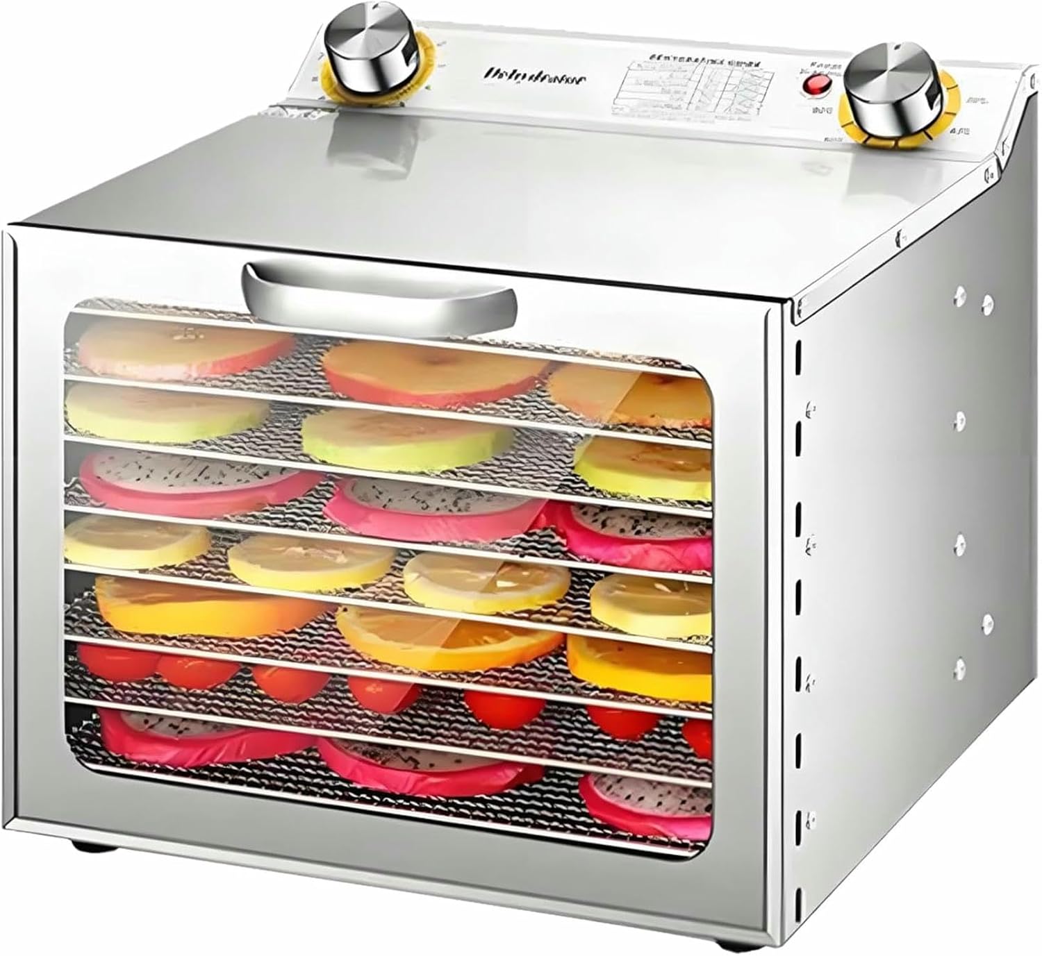 Commercial Freeze Dryer Machine, Electric Food Dehydrator with 6 Layers, Stainless Steel, 360° Circulation, Adjustable 30-90°C Temperature for Preserving Food Quality