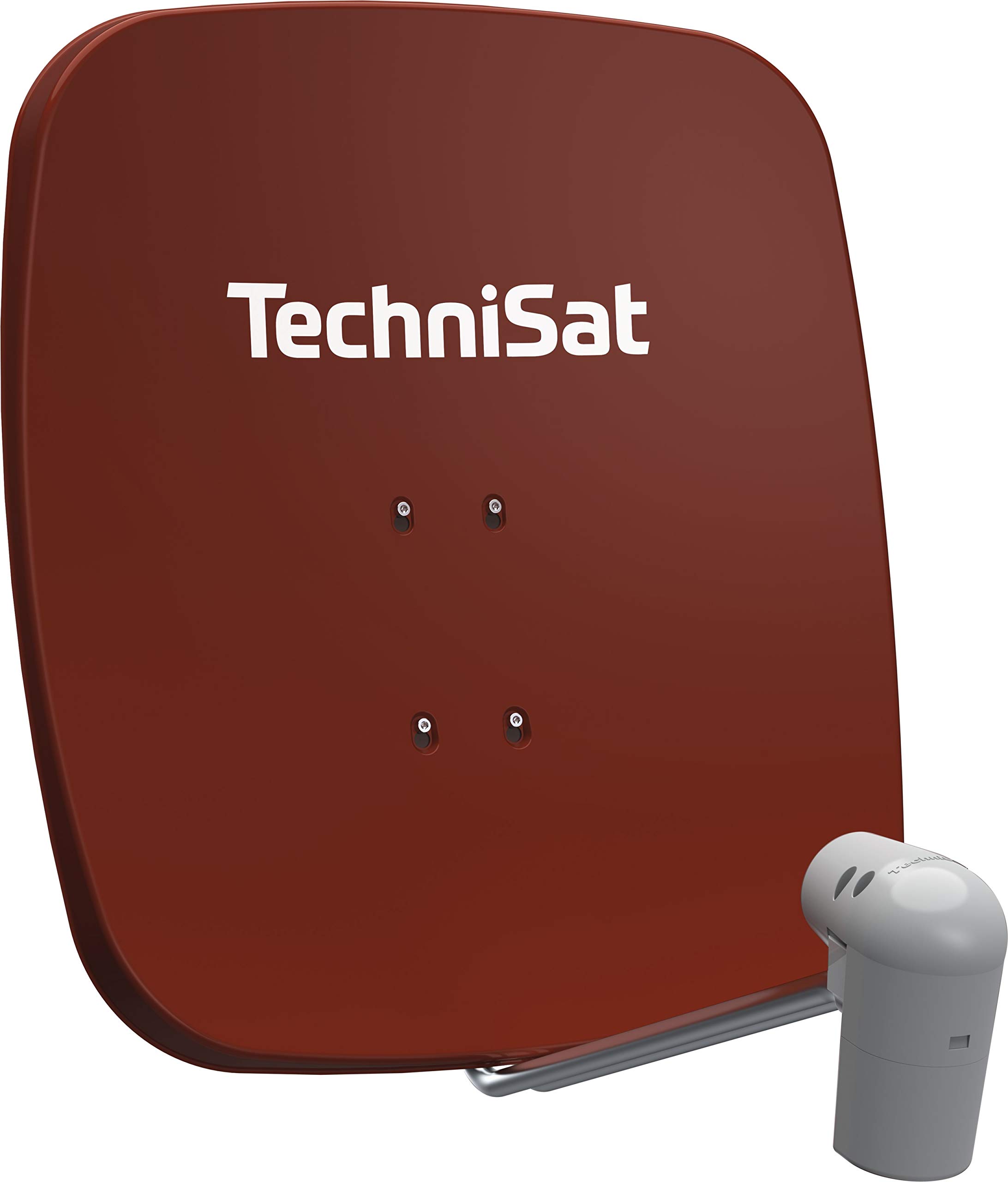 TechniSat SATMAN 65 PLUS Satellite Dish for 2 Subscribers (65 cm Sat Mirror with Mast Mount and UNYSAT-Twin LNB in Weather Protection Housing) Red