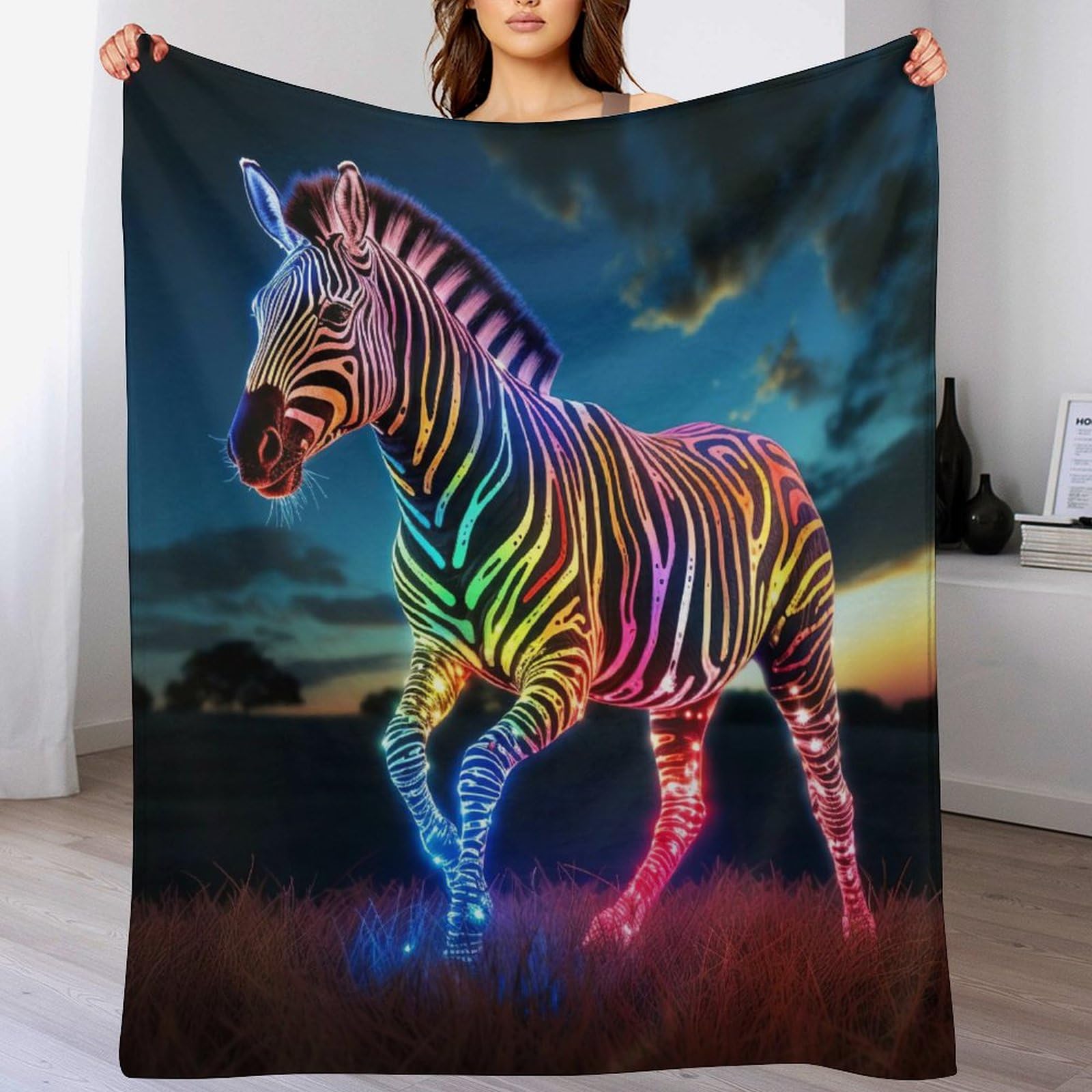 Couverture zèbre pour lit jeté de canapé confortable chaud et doux