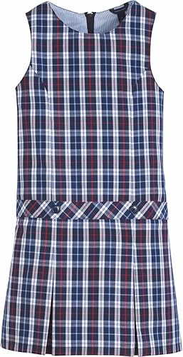 Tommy Hilfiger Jersey a cuadros para niñas, uniforme escolar para niñas pequeñas y grandes, detalle de doble botón, cremallera invisible